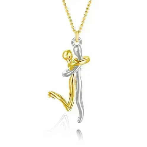 18K Love Hug Necklace Couple Anniversary Valentine's Day Gift Fashion Simple Temperament Clavicle Chain Pendant Necklace