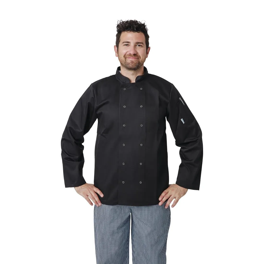 A438-XS Whites Vegas Unisex Chefs Jacket Long Sleeve Black XS