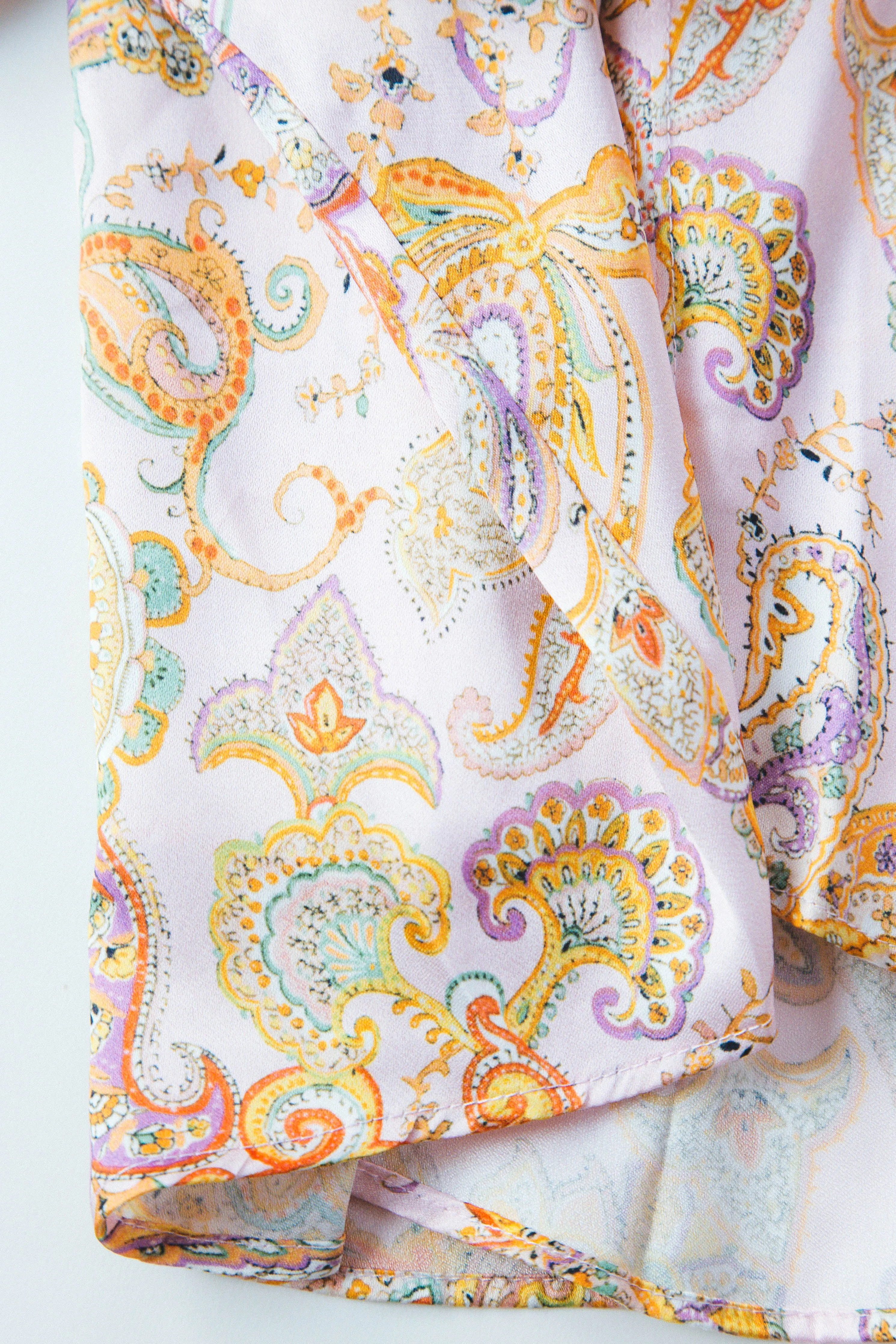 Allison Paisley Satin Blouse, Light Pink