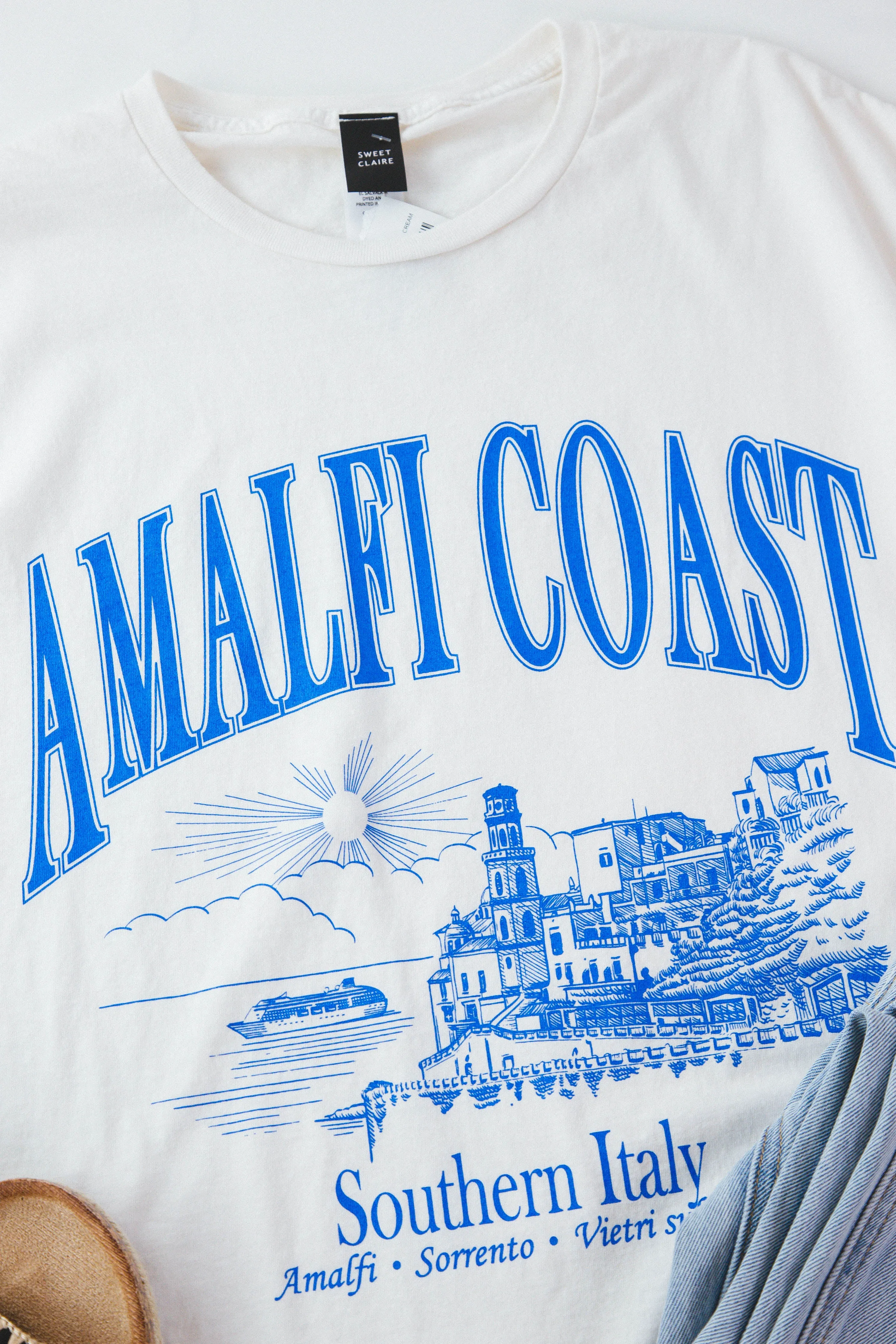 Amalfi Coast Graphic Tee, Cream