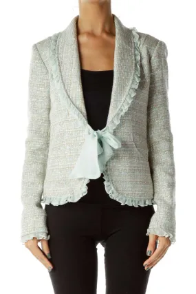 Beige Tweed Blazer w/ Frills
