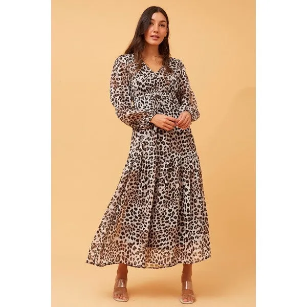 CRYSTELLE ANIMAL PRINT MAXI DRESS