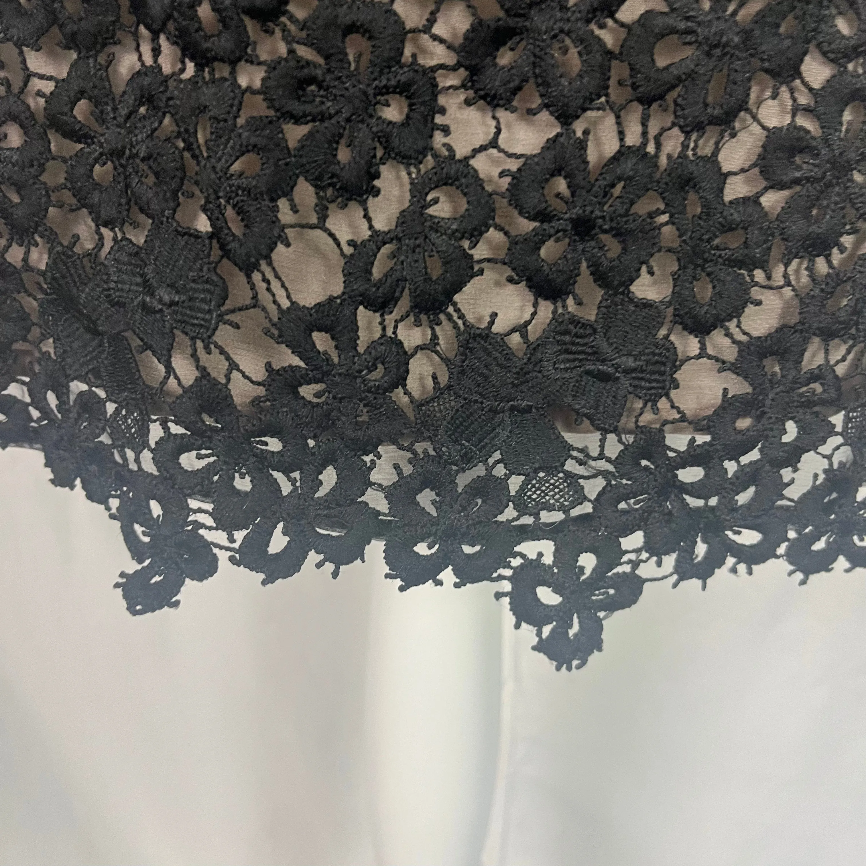 Erdem 1500 Black Floral Lace Midi Shift Dress S