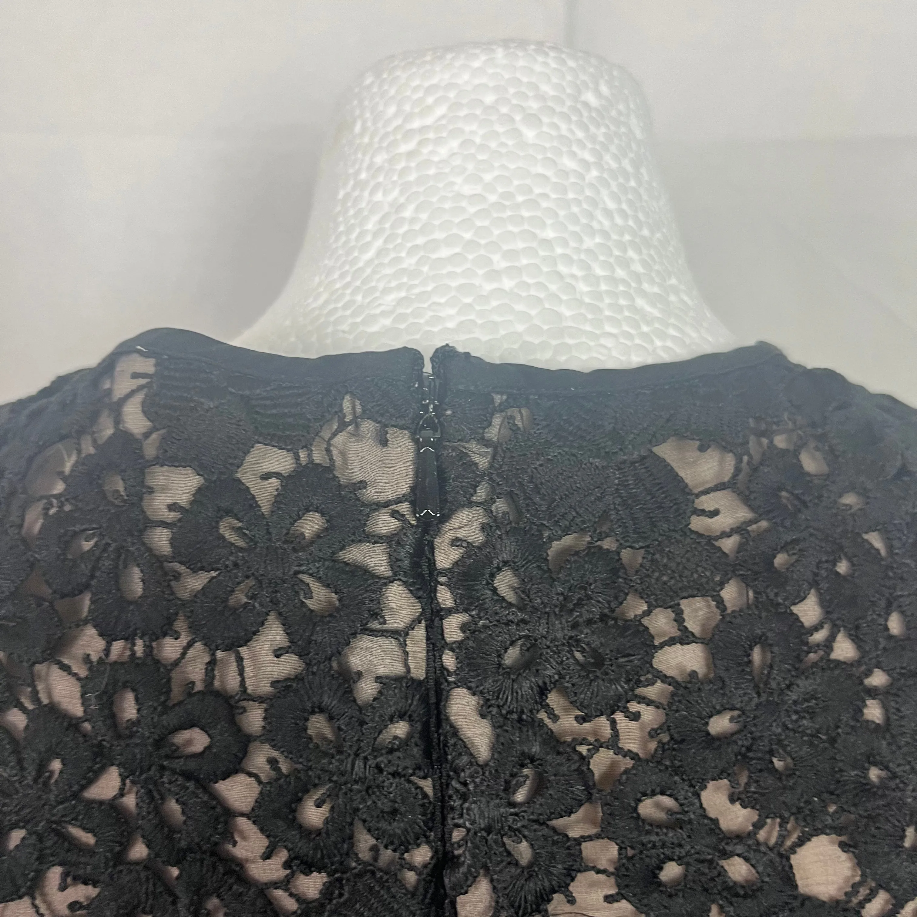 Erdem 1500 Black Floral Lace Midi Shift Dress S