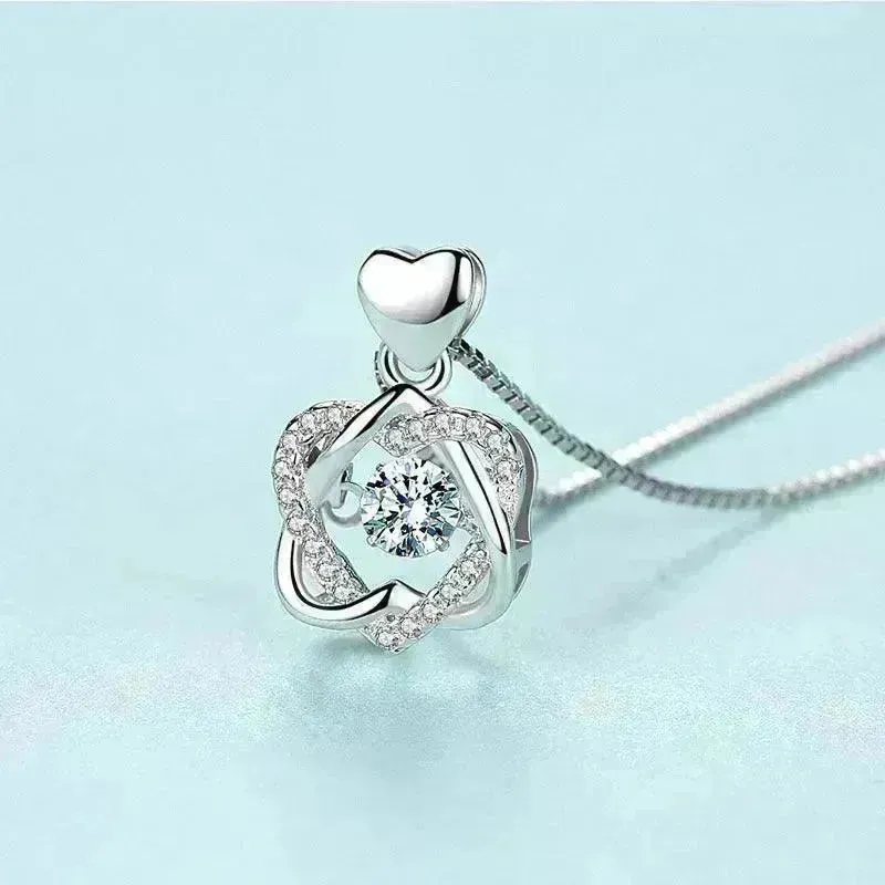 Girls star love fashion rhinestone Pearl Silver necklace for Women