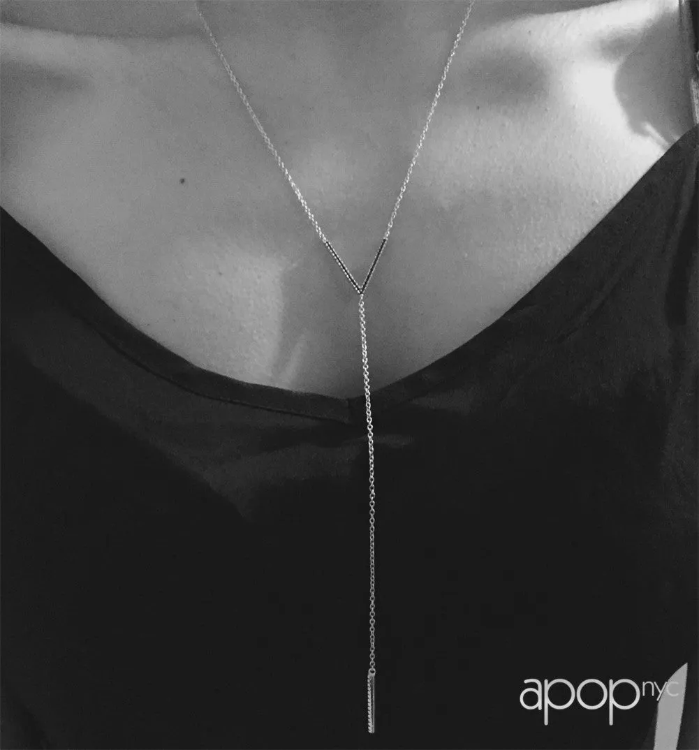 Gold-Dipped Black CZ Lariat Necklace