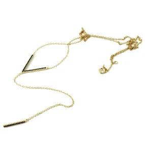 Gold-Dipped Black CZ Lariat Necklace