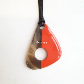 Handmade Pendant J17587, Made by Buffalo Horn and Lacquer