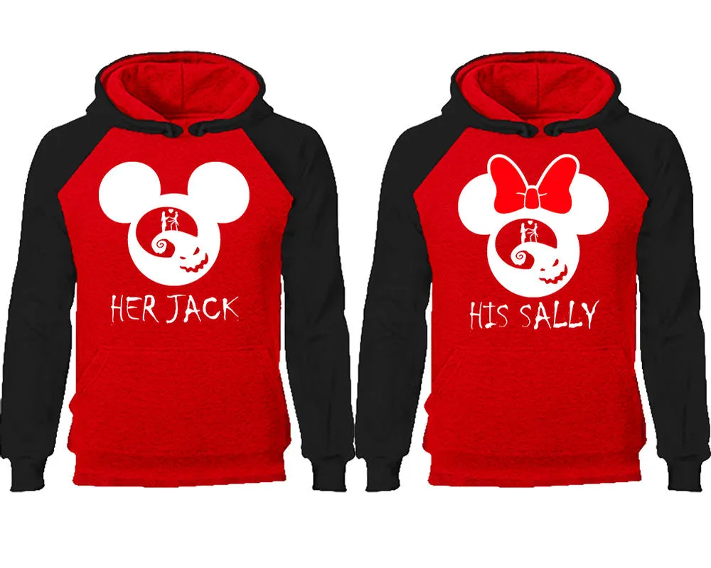 Her Jack His Sally Couple Matching Raglan Hoodies