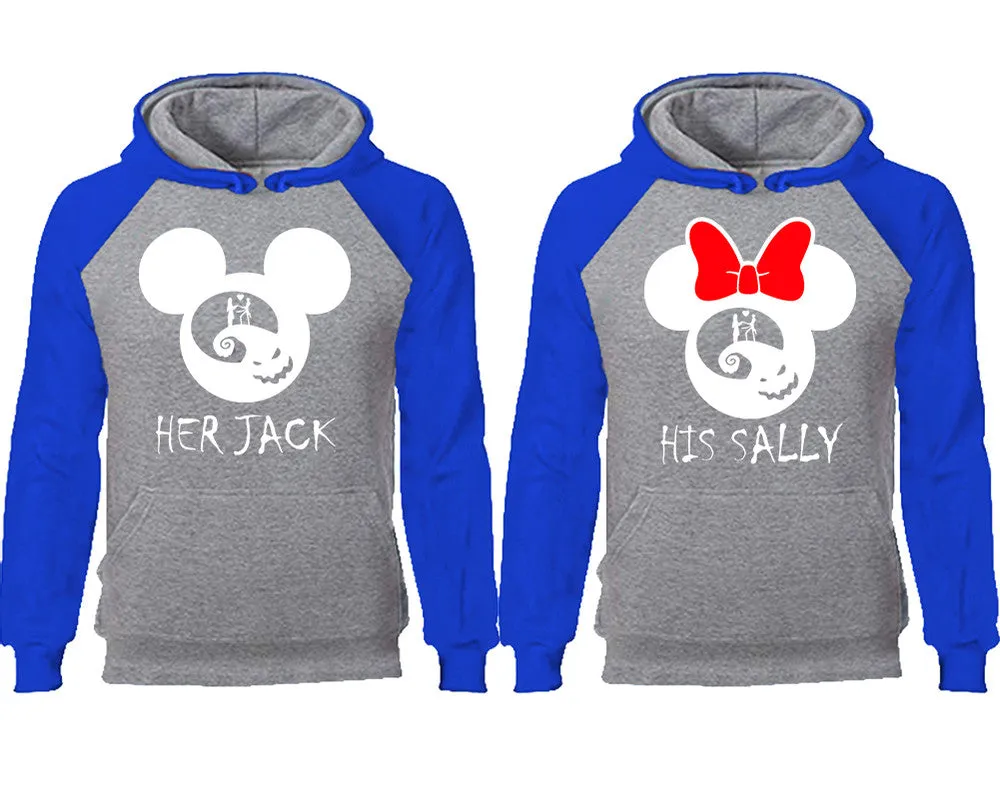 Her Jack His Sally Couple Matching Raglan Hoodies