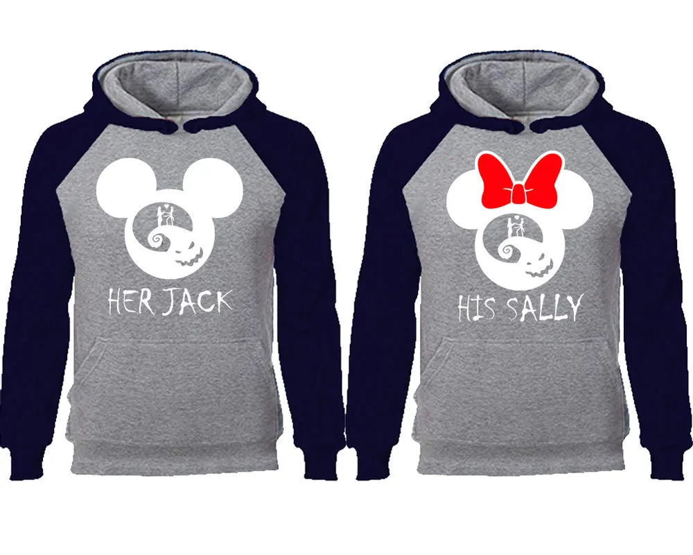 Her Jack His Sally Couple Matching Raglan Hoodies