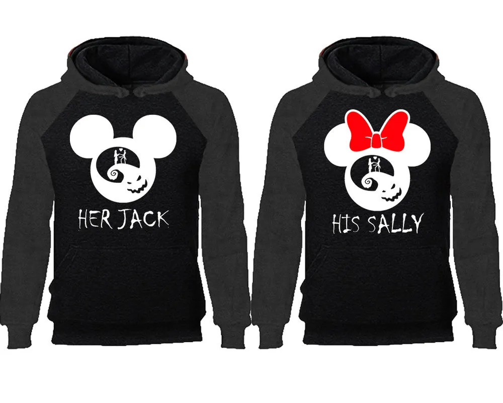 Her Jack His Sally Couple Matching Raglan Hoodies