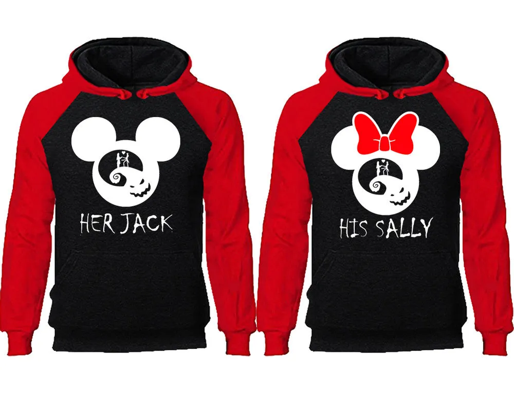 Her Jack His Sally Couple Matching Raglan Hoodies