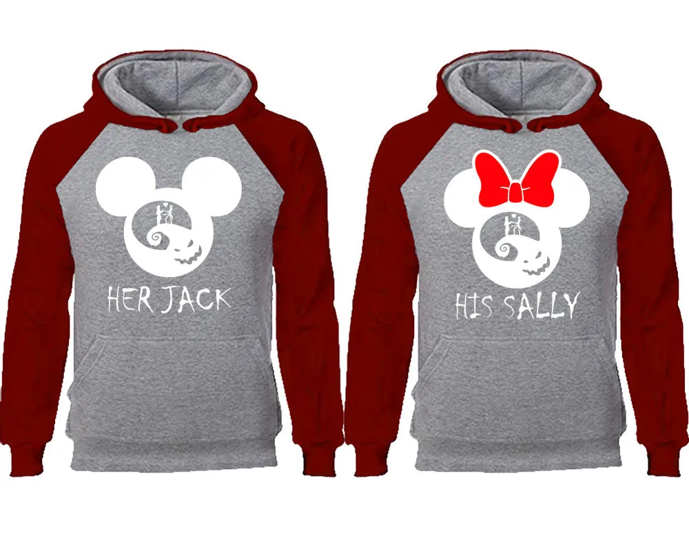 Her Jack His Sally Couple Matching Raglan Hoodies