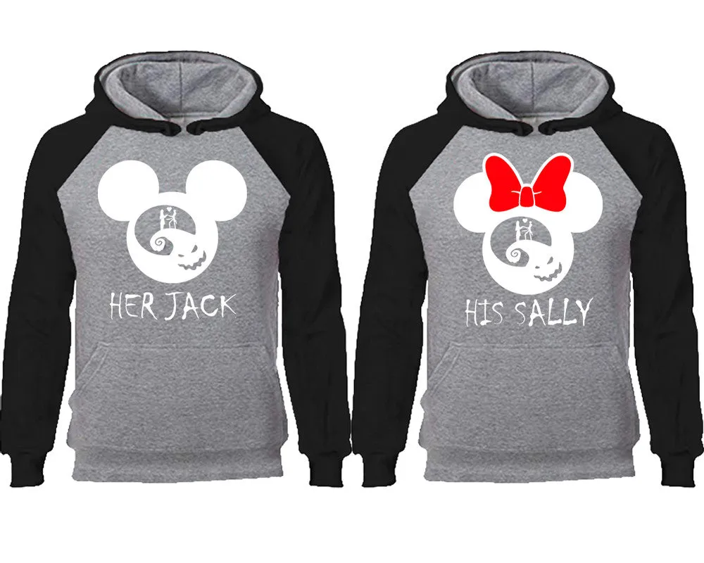 Her Jack His Sally Couple Matching Raglan Hoodies
