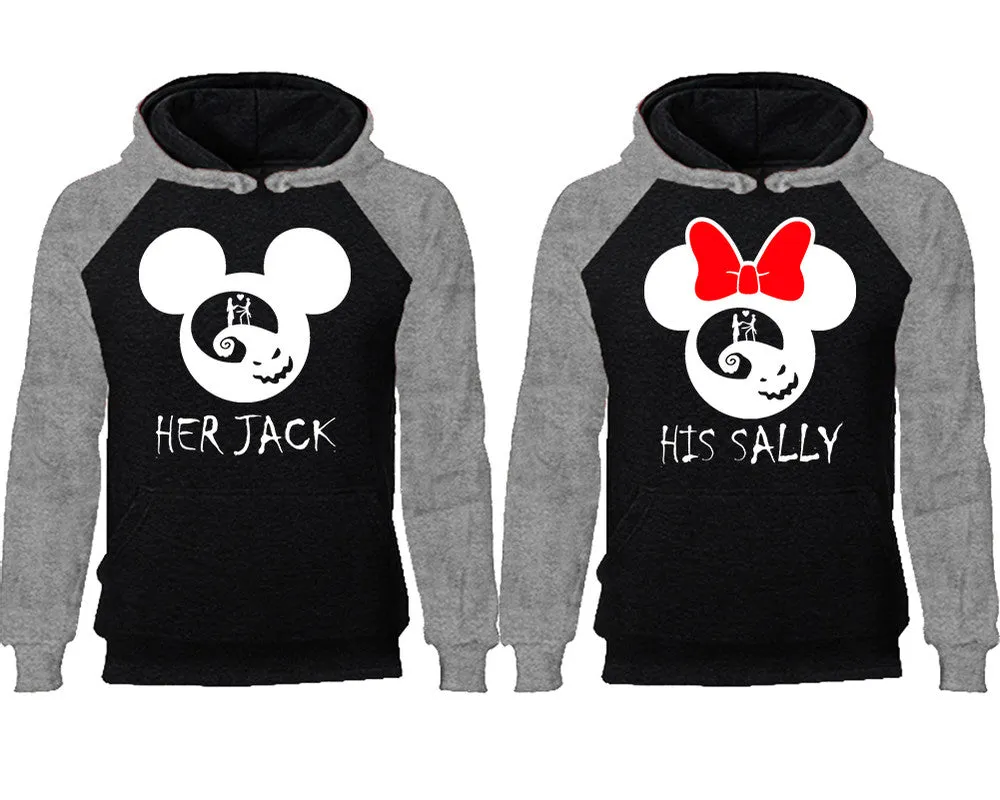 Her Jack His Sally Couple Matching Raglan Hoodies