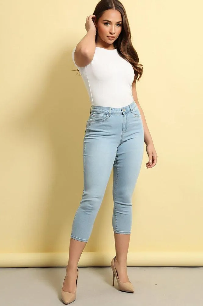 Light Blue Highrise Denim Ankle Jeans