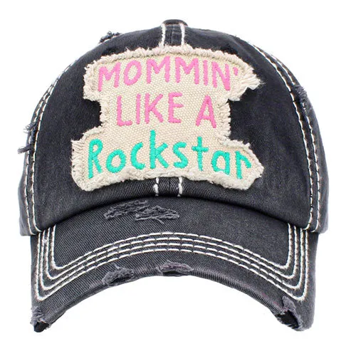 Mommin Like A Rockstar Message Vintage Baseball Cap