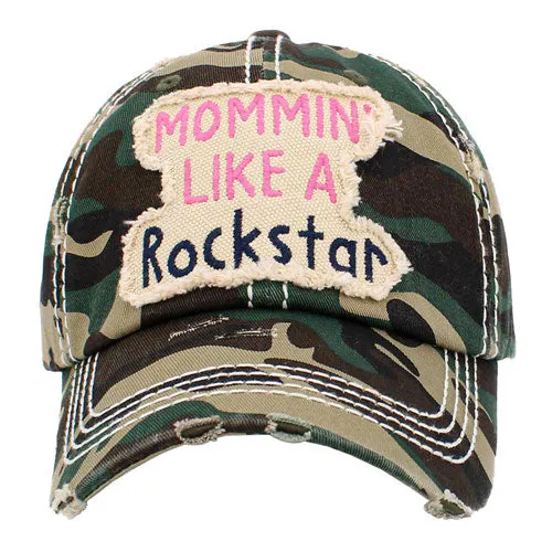 Mommin Like A Rockstar Message Vintage Baseball Cap