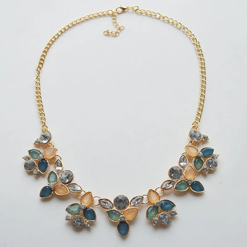 New Fashion Brand Designer Chain Choker Vintage Rhinestone Necklace Bib Statement Necklaces & Pendants Women Jewelry