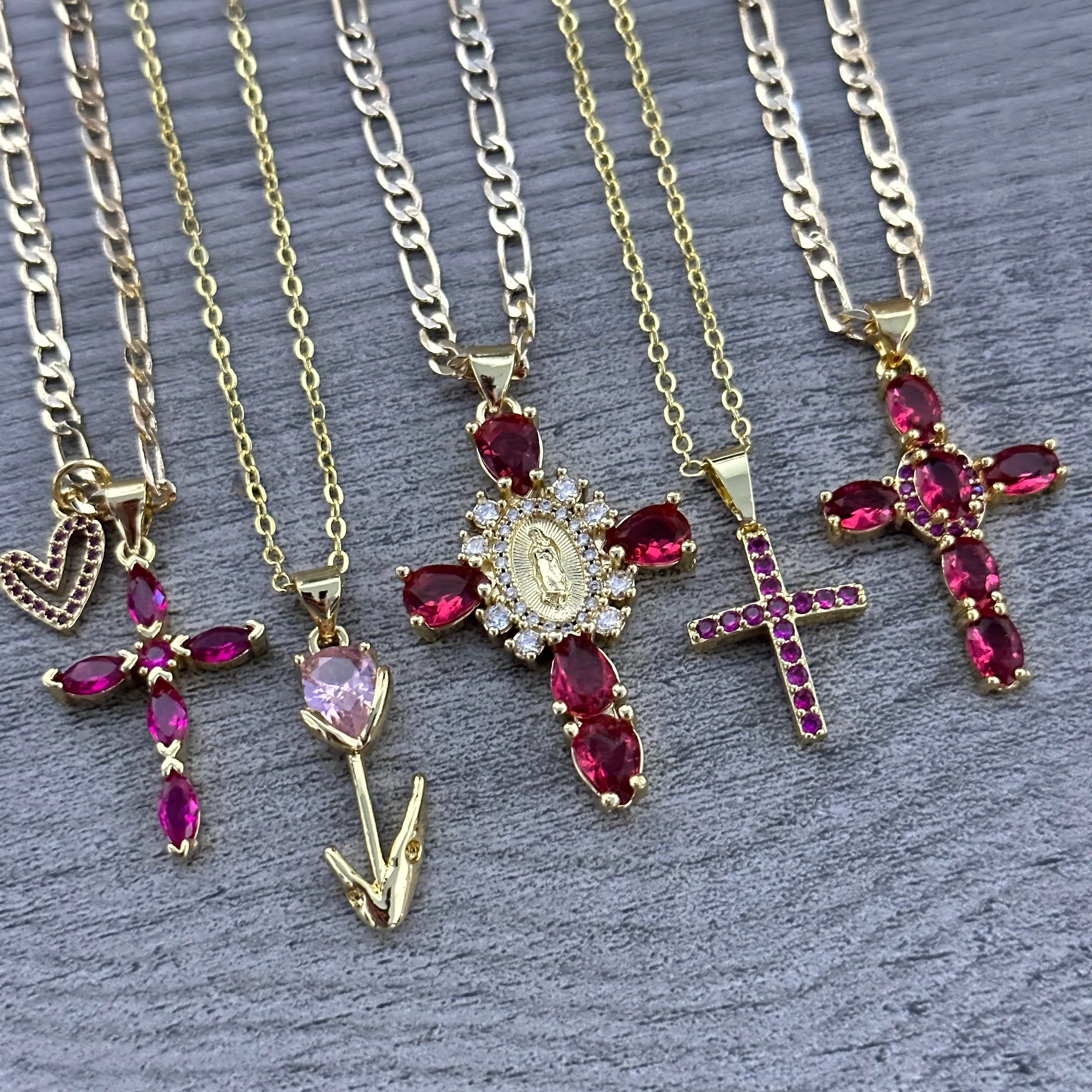 Pink Cross Necklace 030