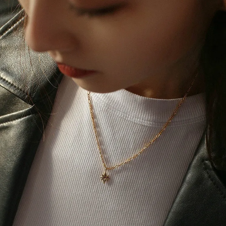 S925 Silver Hexagonal Star Pendant Necklace
