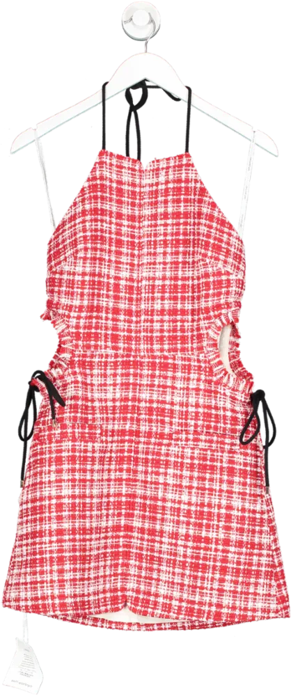 Self Portrait Red Boucle Cut Out Mini Dress UK 8