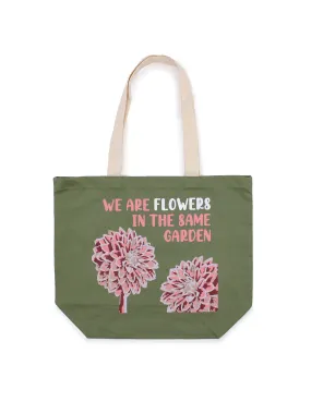 Tote Bag Indkøbspose - We are Flowers Olive