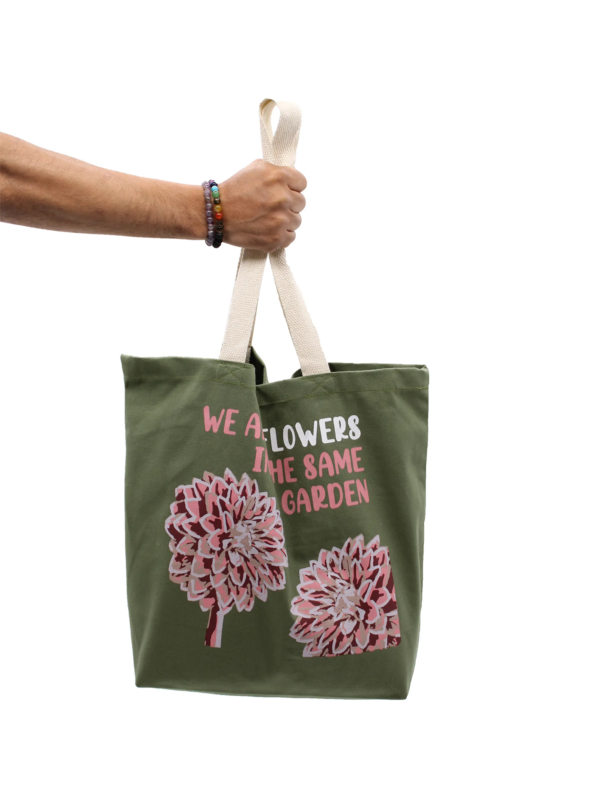 Tote Bag Indkøbspose - We are Flowers Olive
