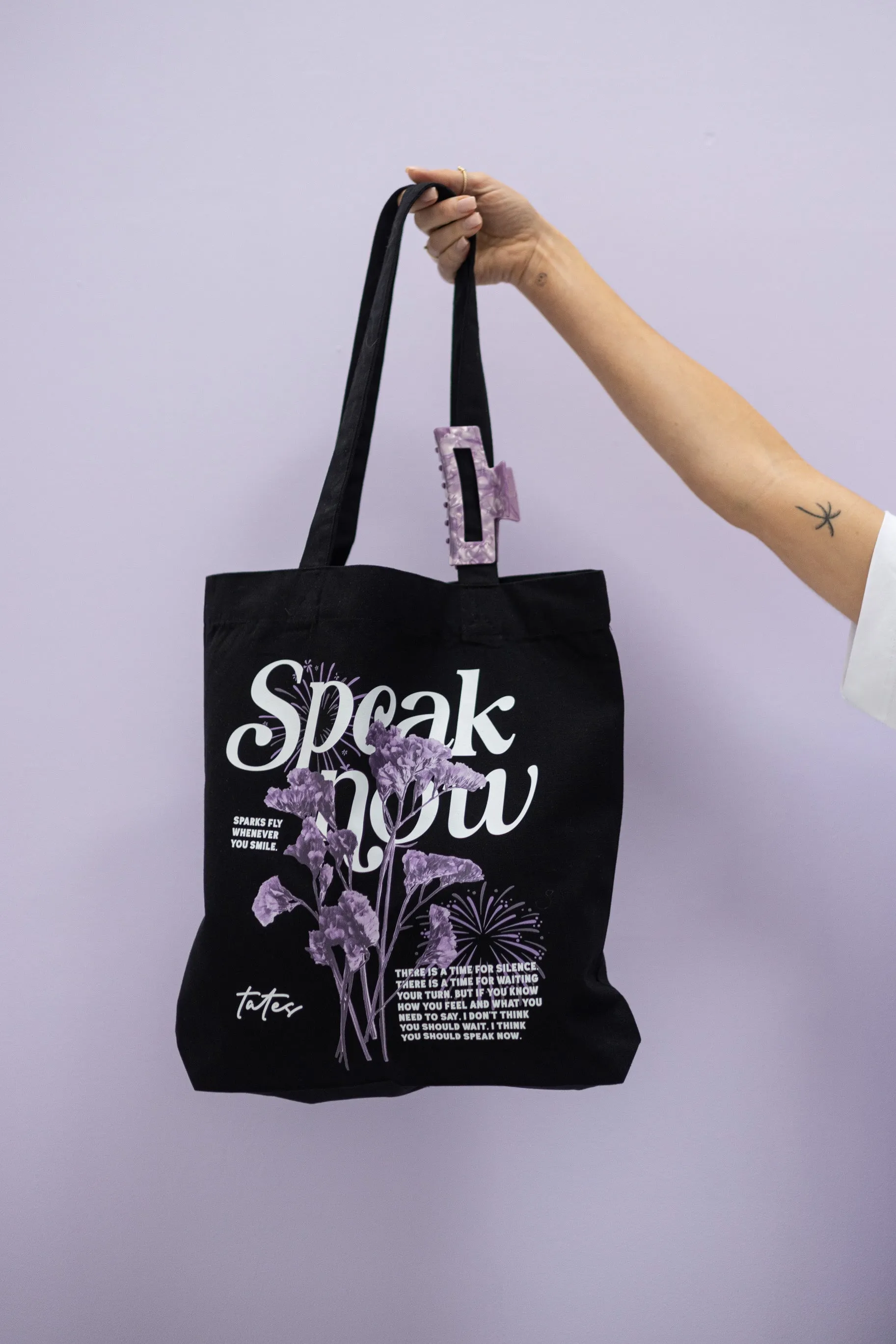 Tote bag mit "Speak now" Motiv