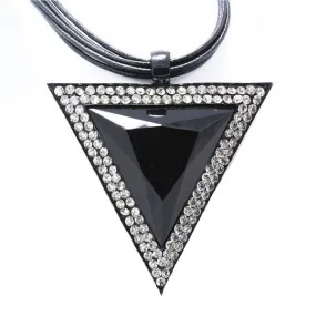 Vintage Jewelry Triangle Statement Necklace Rhinestone Necklaces & pendants Leather Chain