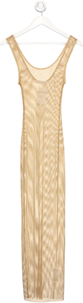 We Wore What Beige Mesh Midi Dress UK XS